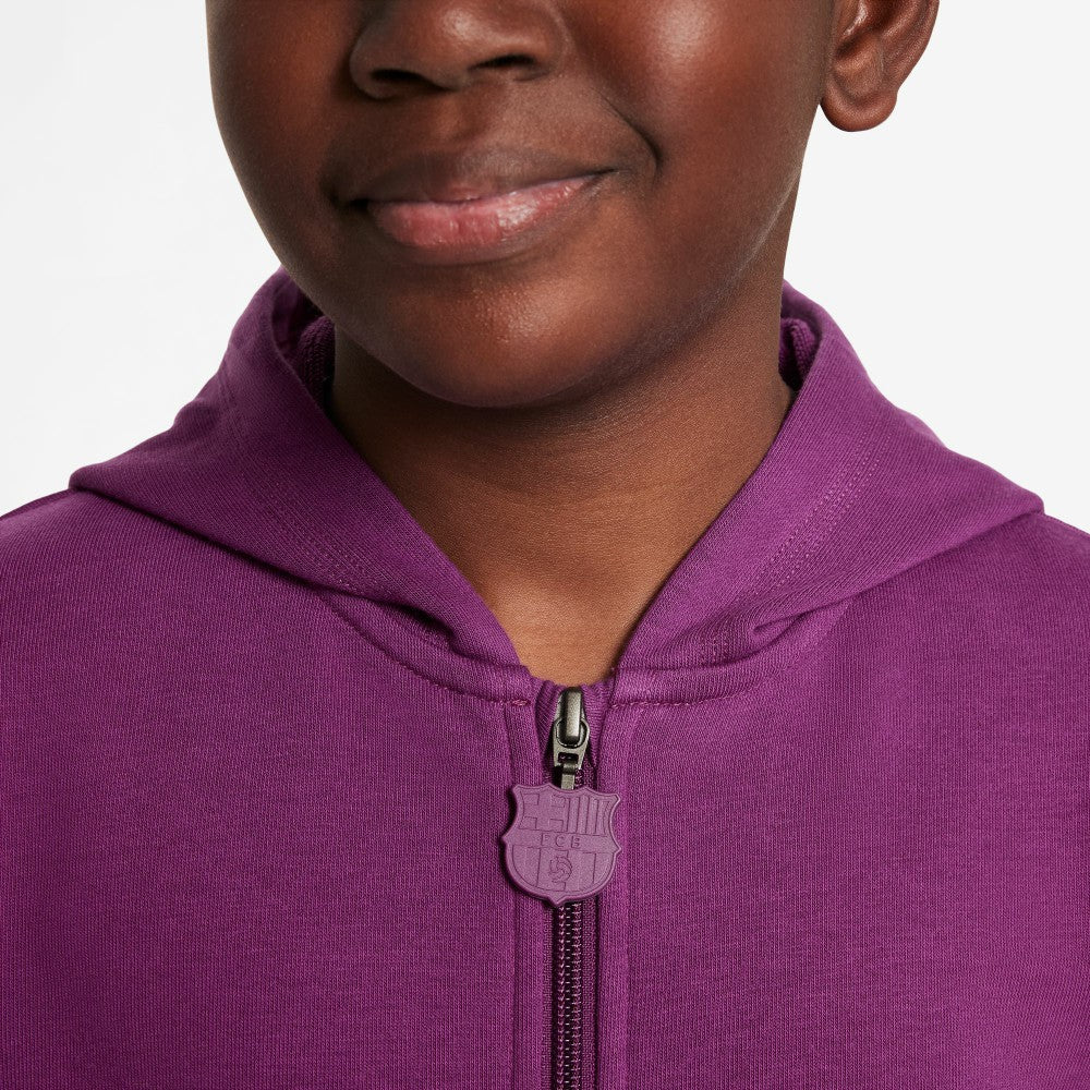 Nike - Barcelona Youth 2025/26 Club Full-Zip Hoodie - Purple