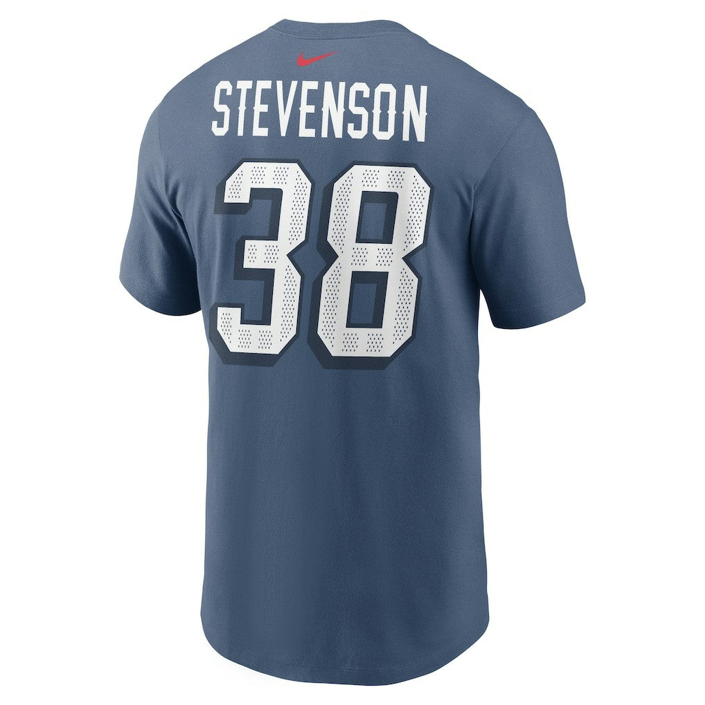 Rhamondre Stevenson New England Patriots 2025 Rivalries Collection Player Name & Number T-Shirt - Storm Blue - Nike