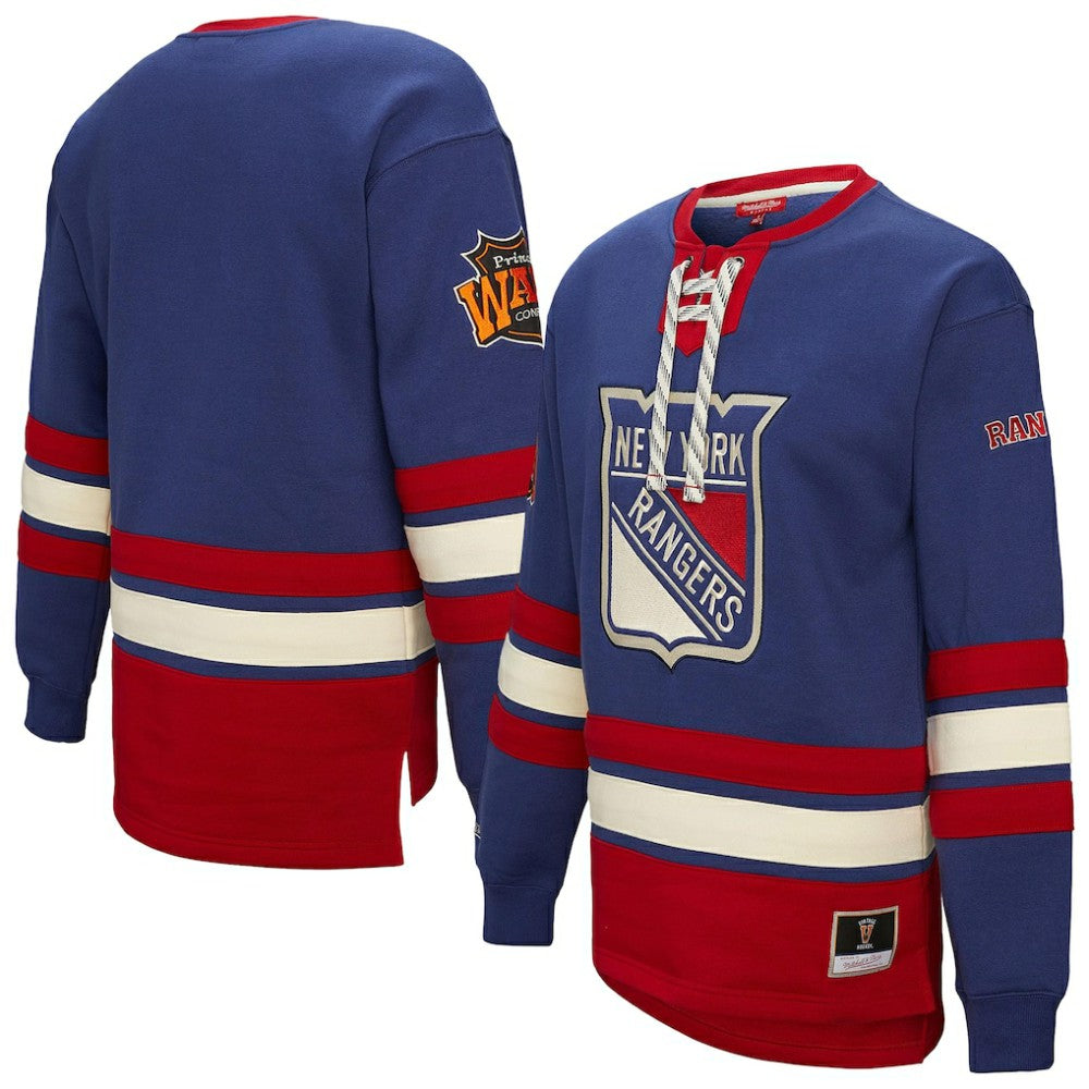New York Rangers Mitchell & Ness Women's Heritage Lace-Up Pullover Sweatshirt - Blue | NHL near me