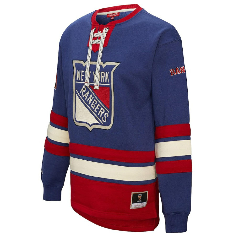 New York Rangers Mitchell & Ness Women's Heritage Lace-Up Pullover Sweatshirt - Blue | NHL near me