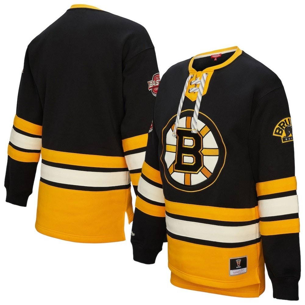 Boston Bruins Mitchell & Ness Women's Heritage Lace-Up Pullover Sweatshirt - Black | NHL near me