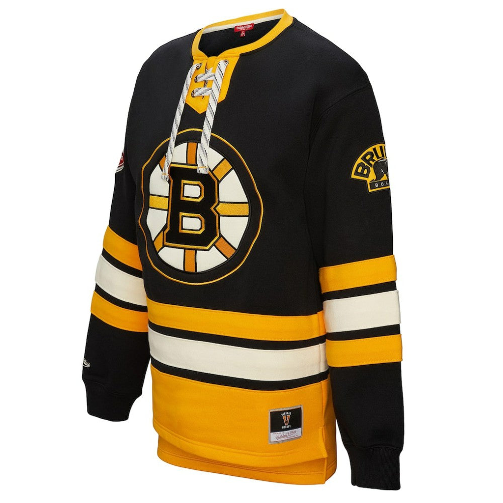 Boston Bruins Mitchell & Ness Women's Heritage Lace-Up Pullover Sweatshirt - Black | NHL near me