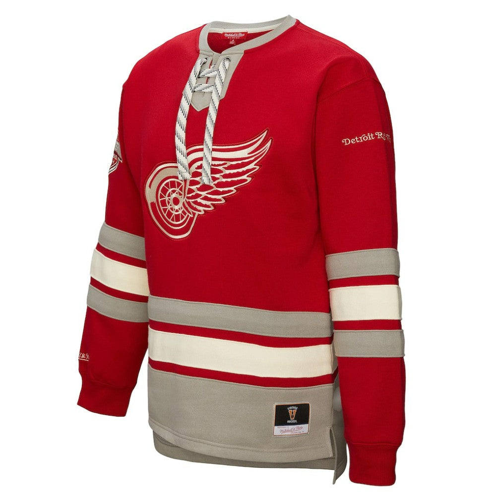 Detroit Red Wings Mitchell & Ness Women's Heritage Lace-Up Pullover Sweatshirt - Red | NHL discount