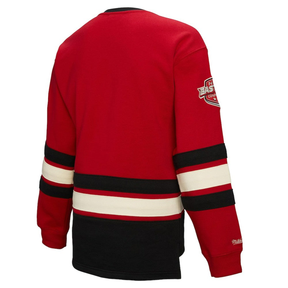 New Jersey Devils Mitchell & Ness Women's Heritage Lace-Up Pullover Sweatshirt - Red | NHL Lifestyle