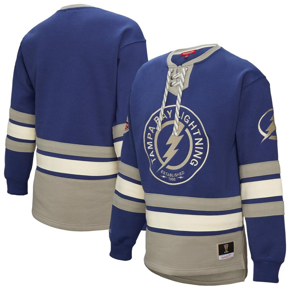 Tampa Bay Lightning Mitchell & Ness Women's Heritage Lace-Up Pullover Sweatshirt - Blue | NHL online