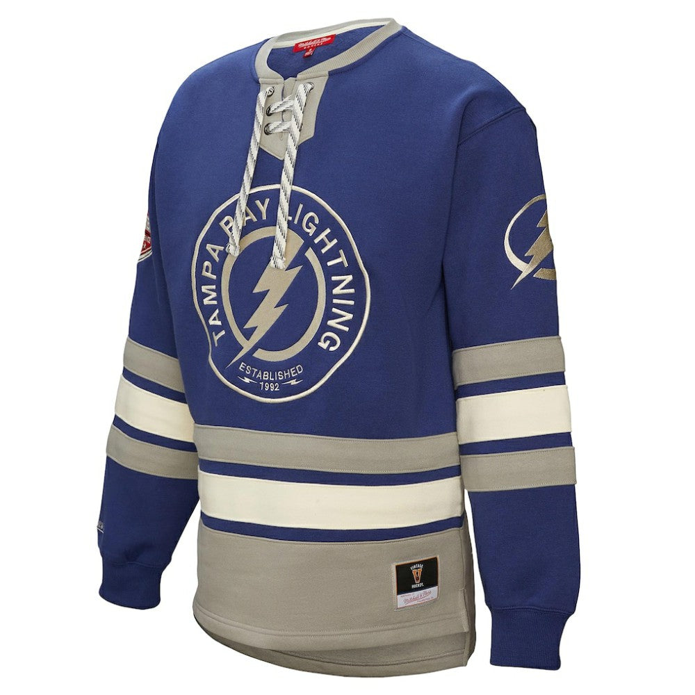 Tampa Bay Lightning Mitchell & Ness Women's Heritage Lace-Up Pullover Sweatshirt - Blue | NHL online