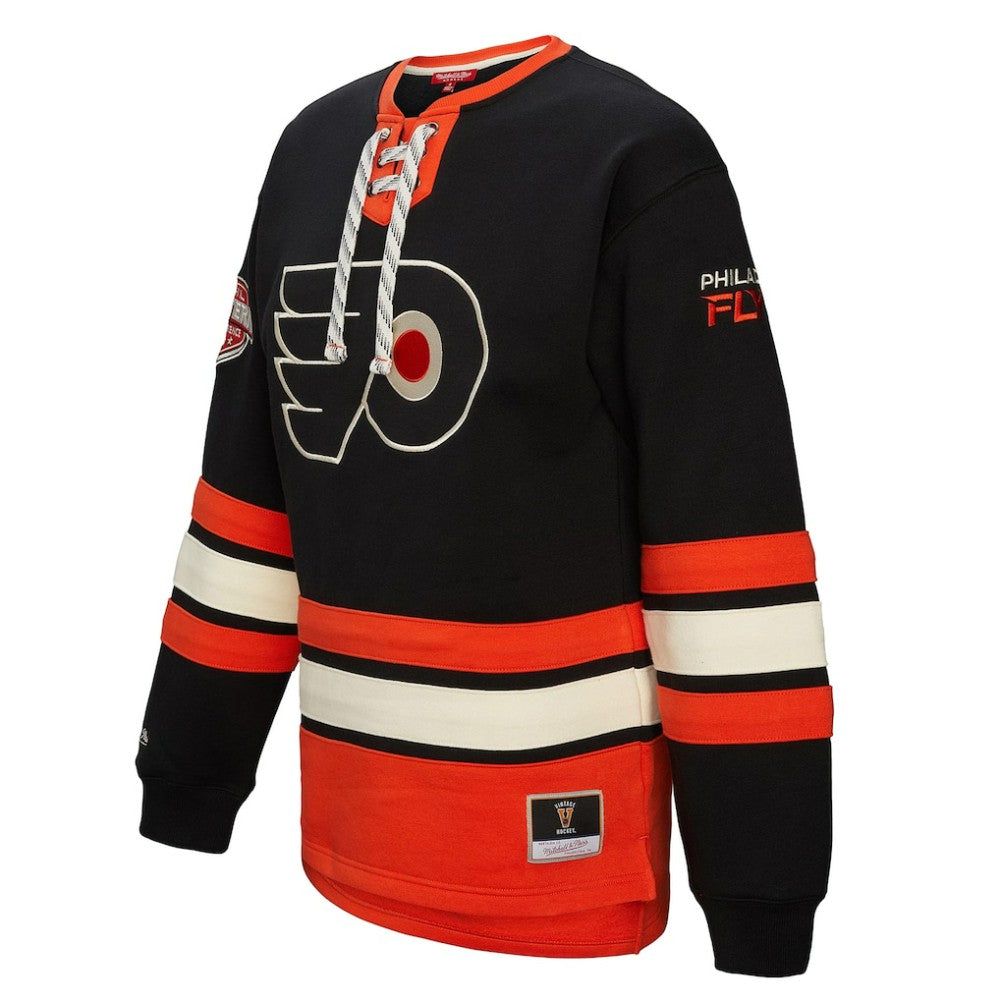 Philadelphia Flyers Mitchell & Ness Women's Heritage Lace-Up Pullover Sweatshirt - Black | NHL Lifestyle