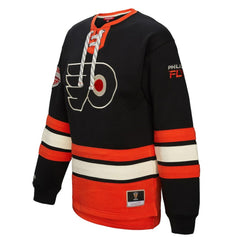 Philadelphia Flyers Mitchell & Ness Women's Heritage Lace-Up Pullover Sweatshirt - Black | NHL Lifestyle