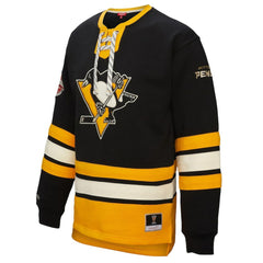 Pittsburgh Penguins Mitchell & Ness Women's Heritage Lace-Up Pullover Sweatshirt - Black | NHL on sale