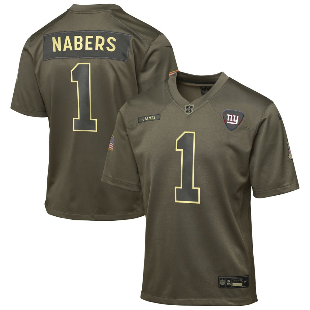Malik Nabers New York Giants Youth 2025 Salute to Service Game Jersey - Olive - Nike