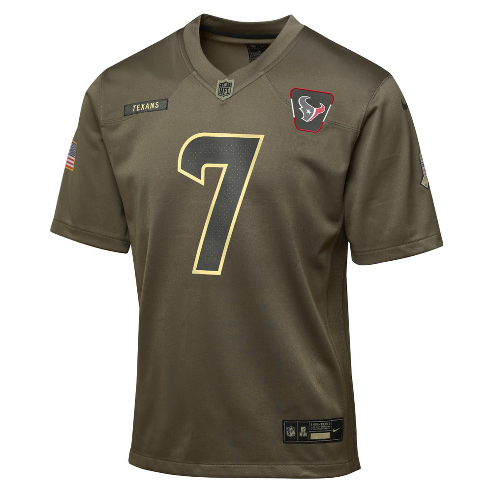 C.J. Stroud Houston Texans Youth 2025 Salute to Service Game Jersey - Olive - Nike