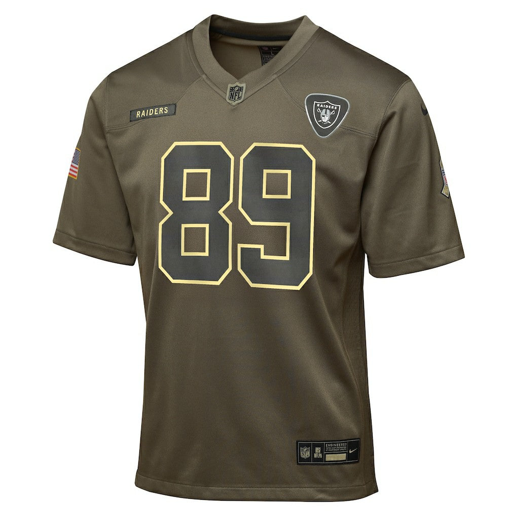 Brock Bowers Las Vegas Raiders Youth 2025 Salute to Service Game Jersey - Olive - Nike
