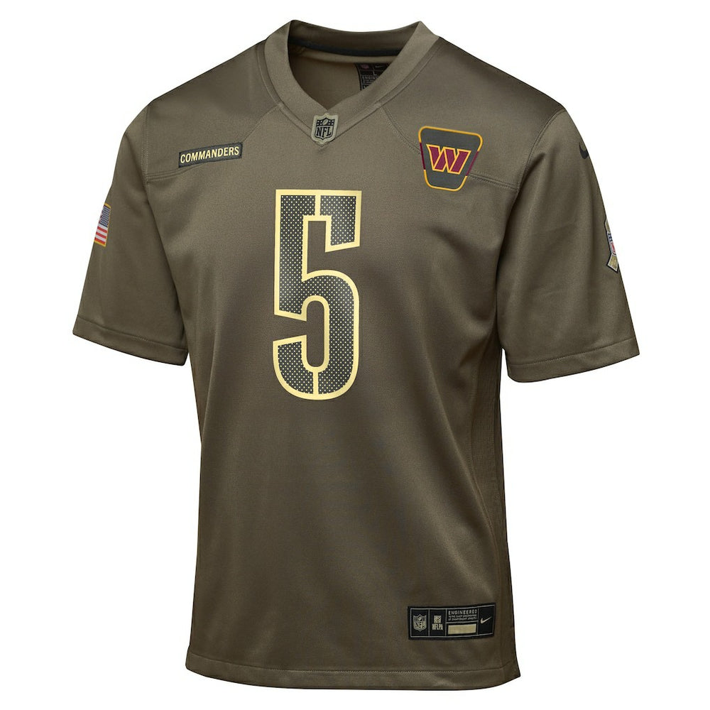 Jayden Daniels Washington Commanders Youth 2025 Salute to Service Game Jersey - Olive - Nike