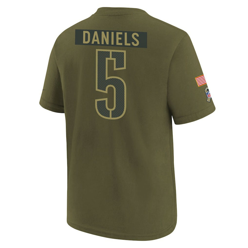 Jayden Daniels Washington Commanders Youth 2025 Salute to Service Name & Number T-Shirt - Olive - Nike