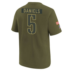 Jayden Daniels Washington Commanders Youth 2025 Salute to Service Name & Number T-Shirt - Olive - Nike