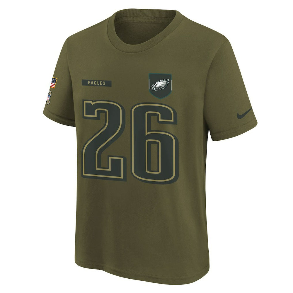 Saquon Barkley Philadelphia Eagles Youth 2025 Salute to Service Name & Number T-Shirt - Olive - Nike