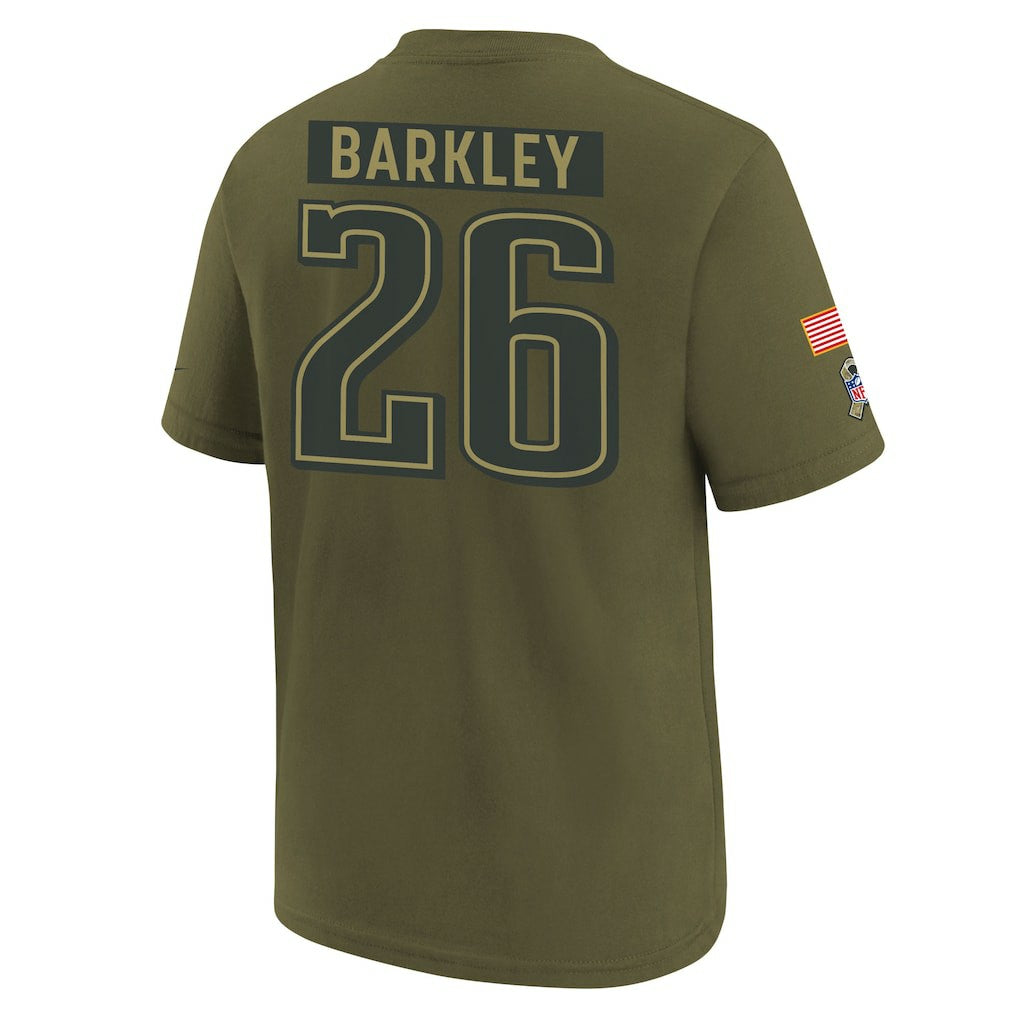Saquon Barkley Philadelphia Eagles Youth 2025 Salute to Service Name & Number T-Shirt - Olive - Nike
