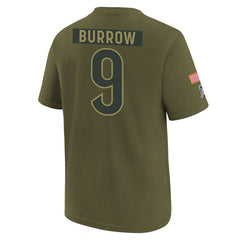 Joe Burrow Cincinnati Bengals Youth 2025 Salute to Service Name & Number T-Shirt - Olive - Nike