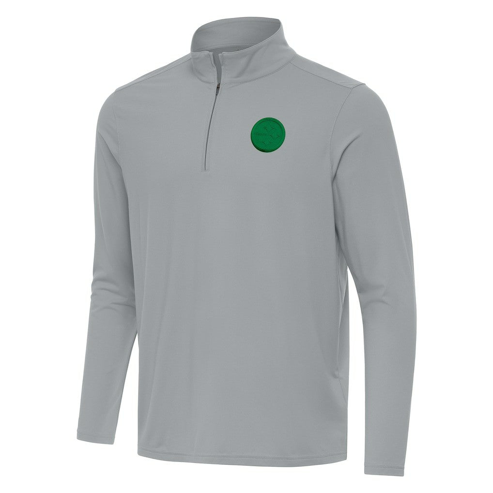Pittsburgh Steelers Antigua St Patrick Day Intent Quarter-Zip Pullover Top - Gray - NFL