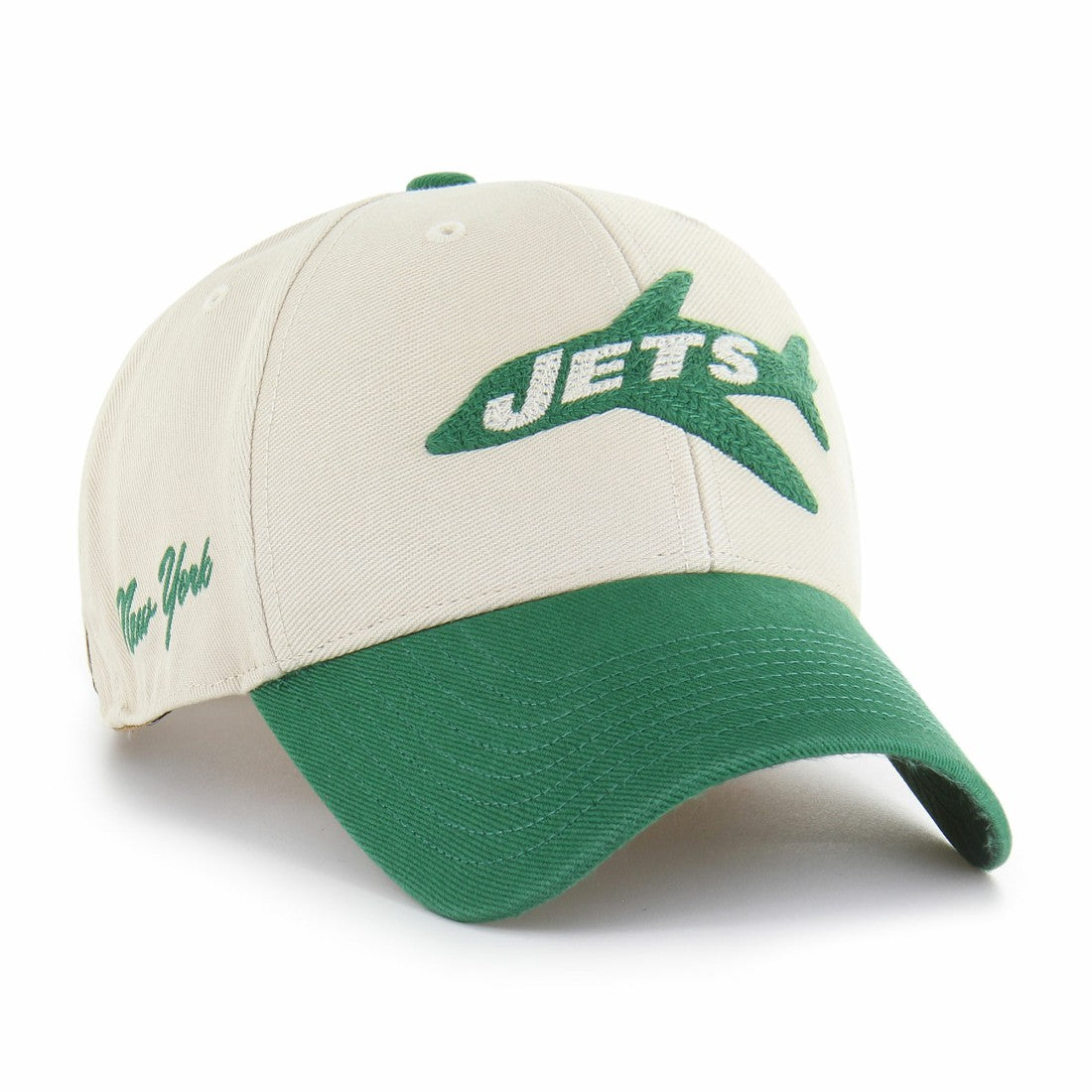 New York Jets '47 Fairfield MVP Throwback Adjustable Hat - Cream/Kelly Green - 47 brand