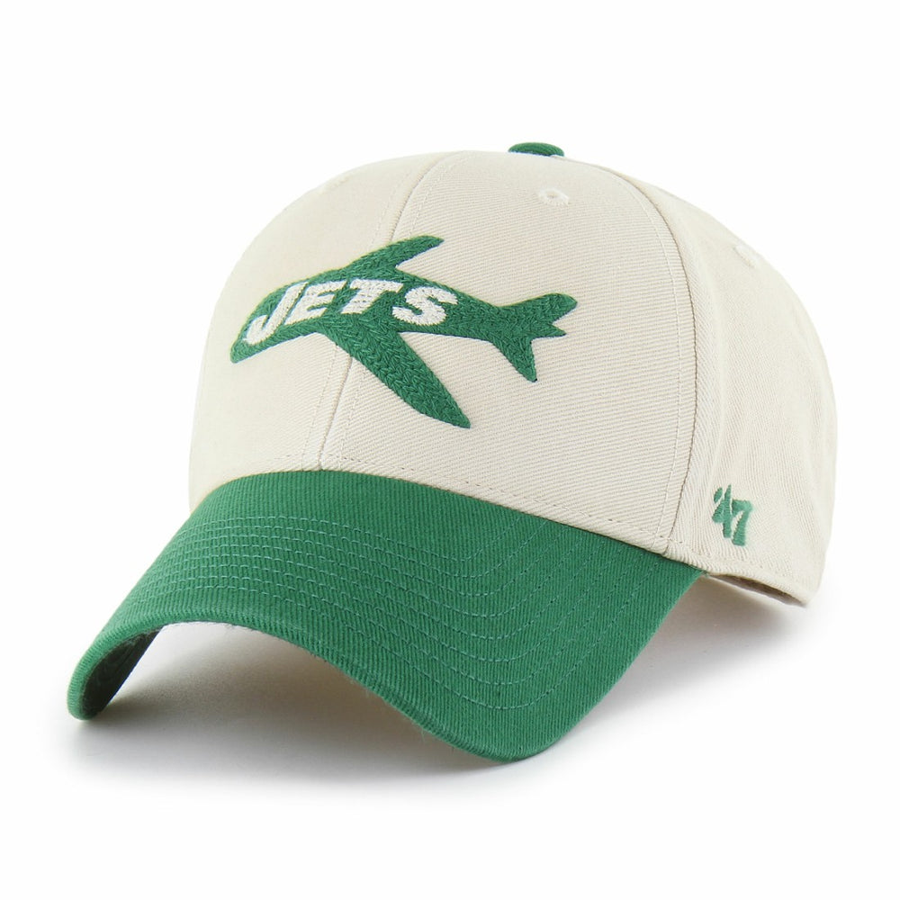 New York Jets '47 Fairfield MVP Throwback Adjustable Hat - Cream/Kelly Green - 47 brand