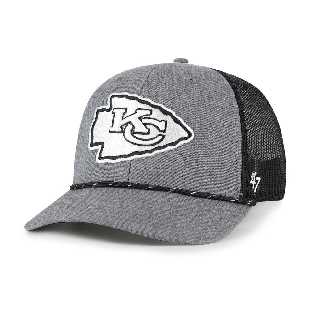 Kansas City Chiefs '47 Carbon Rope Trucker Adjustable Hat - Heather Charcoal - 47 brand