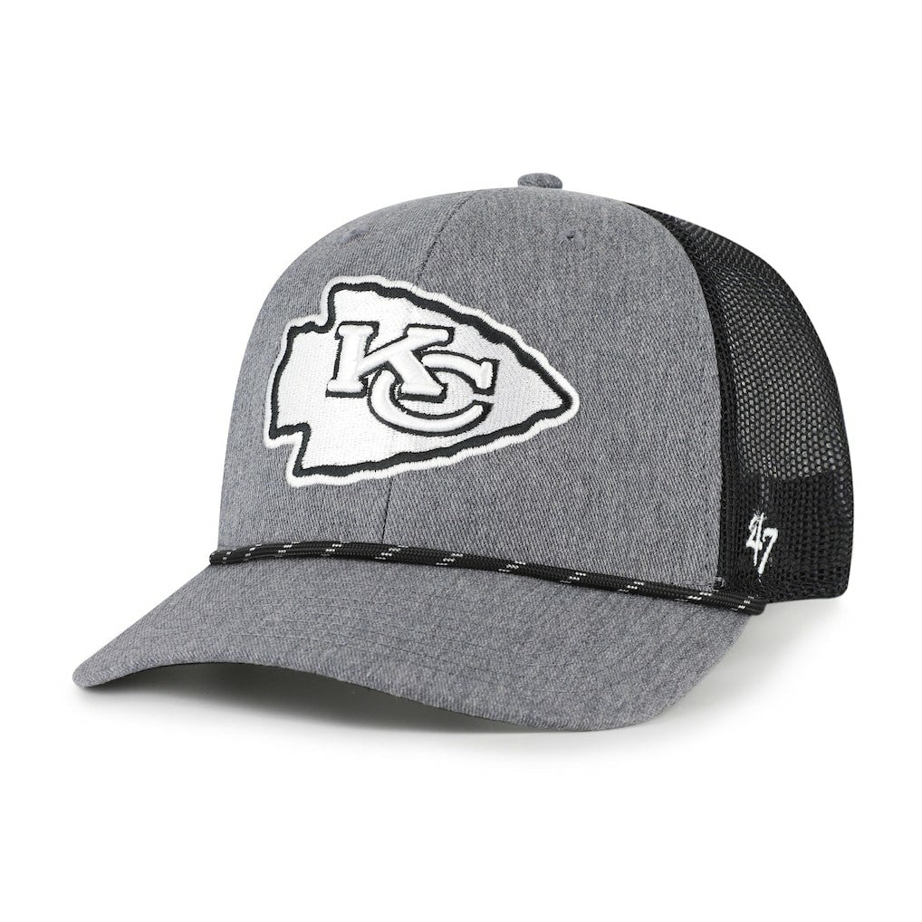 Kansas City Chiefs '47 Carbon Rope Trucker Adjustable Hat - Heather Charcoal - 47 brand