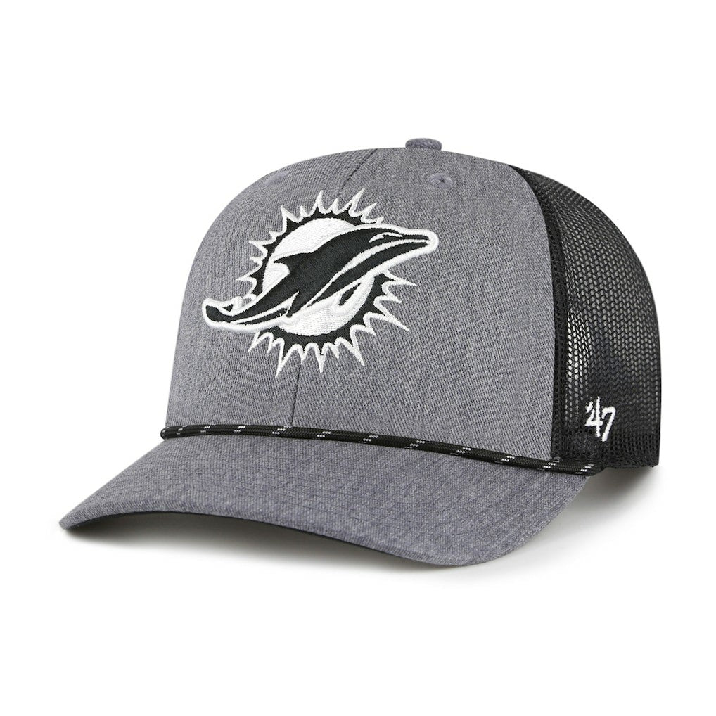 Miami Dolphins '47 Carbon Rope Trucker Adjustable Hat - Heather Charcoal - 47 brand