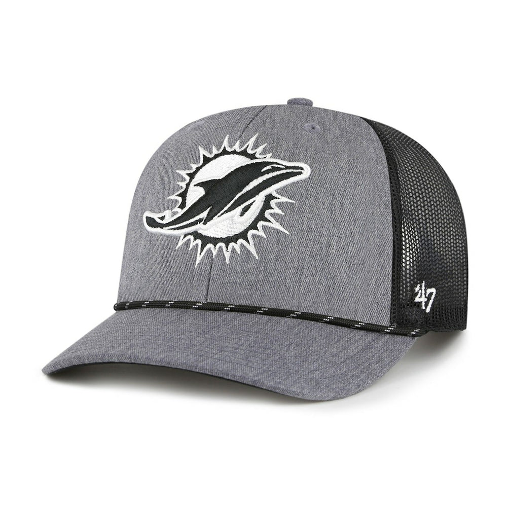 Miami Dolphins '47 Carbon Rope Trucker Adjustable Hat - Heather Charcoal - 47 brand