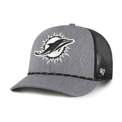 Miami Dolphins '47 Carbon Rope Trucker Adjustable Hat - Heather Charcoal - 47 brand