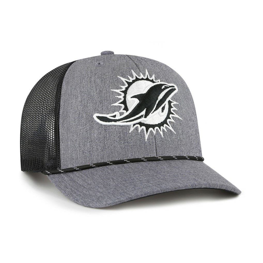 Miami Dolphins '47 Carbon Rope Trucker Adjustable Hat - Heather Charcoal - 47 brand