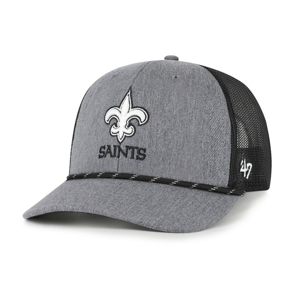 New Orleans Saints '47 Carbon Rope Trucker Adjustable Hat - Heather Charcoal - 47 brand