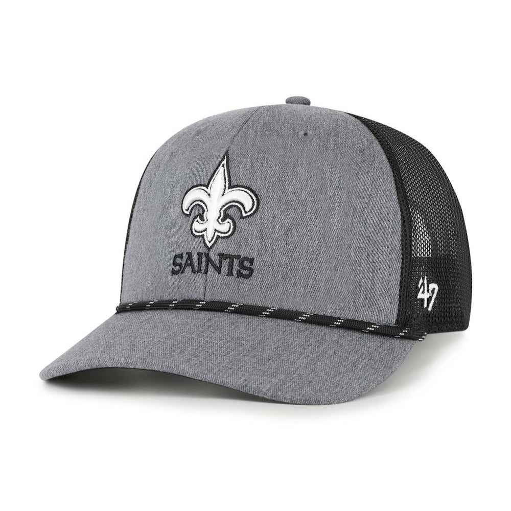 New Orleans Saints '47 Carbon Rope Trucker Adjustable Hat - Heather Charcoal - 47 brand