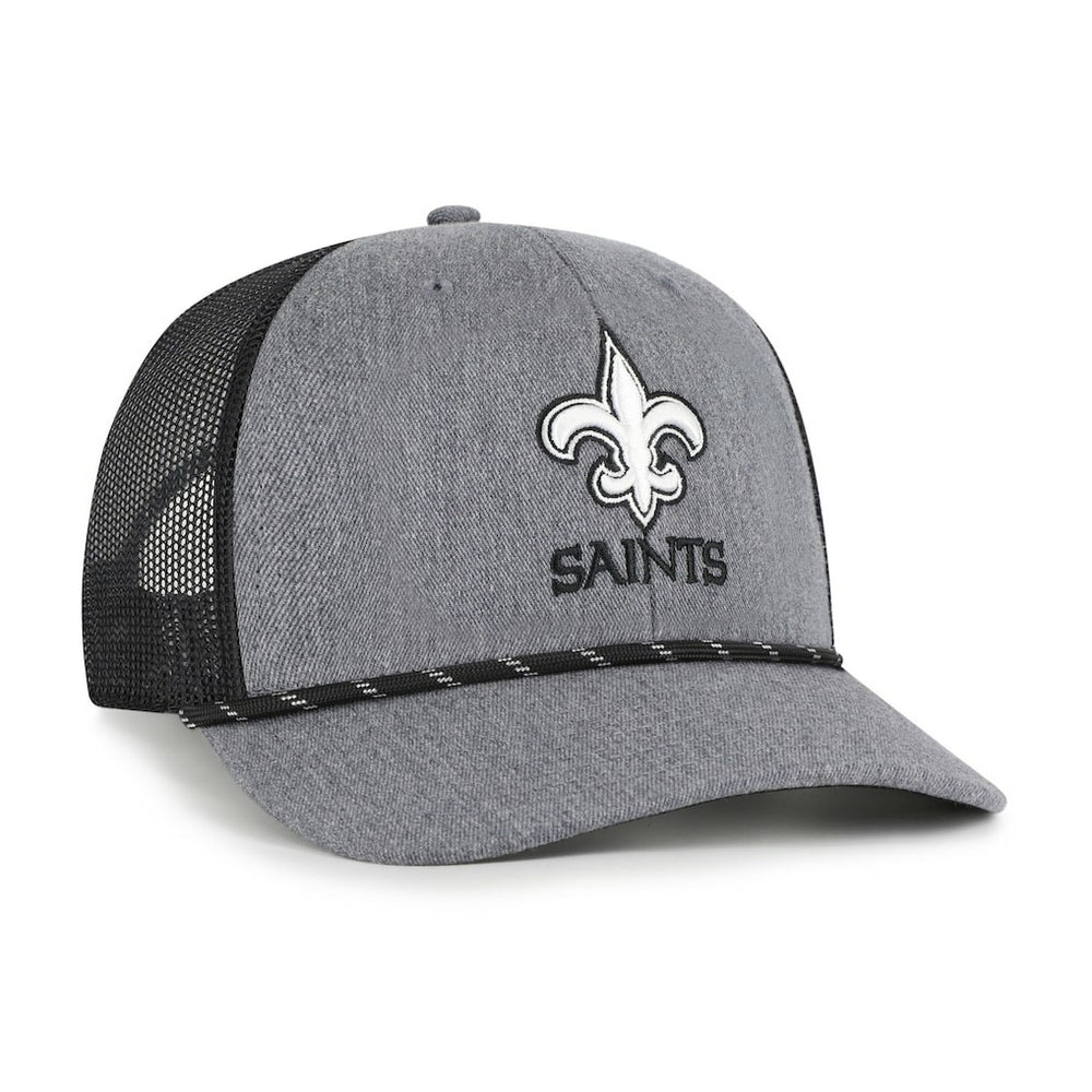 New Orleans Saints '47 Carbon Rope Trucker Adjustable Hat - Heather Charcoal - 47 brand