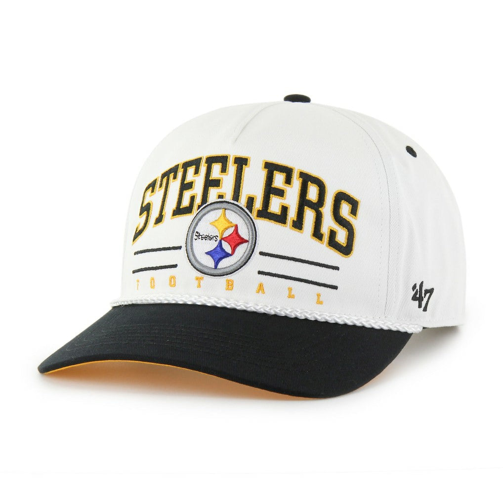 Pittsburgh Steelers '47 Roscoe Two-Toned Hitch Adjustable Hat - White/Black - 47 brand