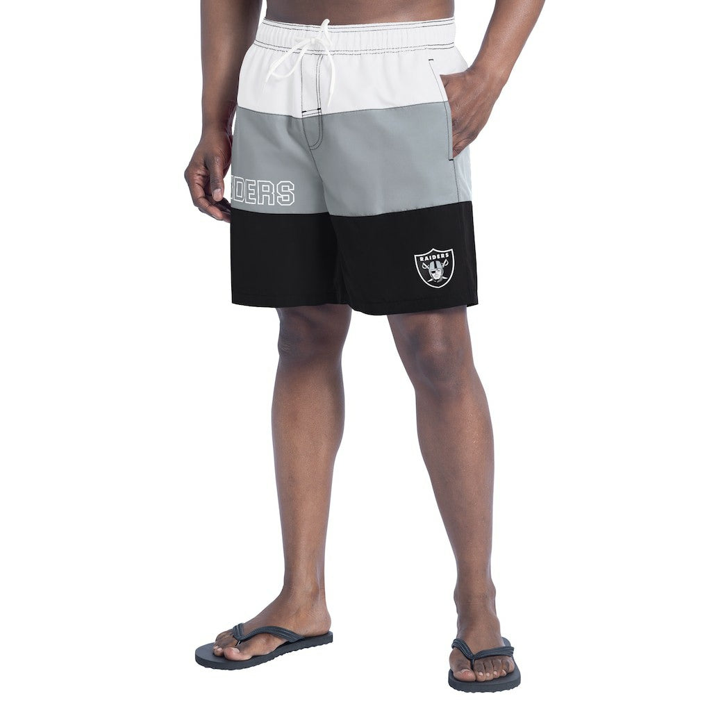 Las Vegas Raiders G-III Sports by Carl Banks Sunrise Volley Swim Shorts - Black/Silver - NFL