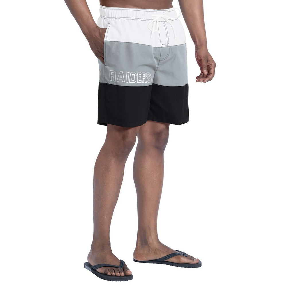 Las Vegas Raiders G-III Sports by Carl Banks Sunrise Volley Swim Shorts - Black/Silver - NFL