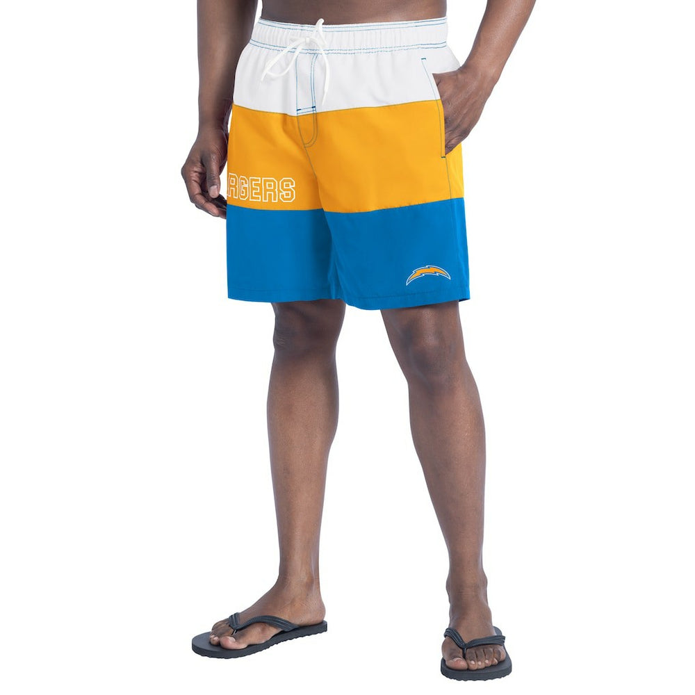 Los Angeles Chargers G-III Sports by Carl Banks Sunrise Volley Swim Shorts - Powder Blue/Gold - NFL