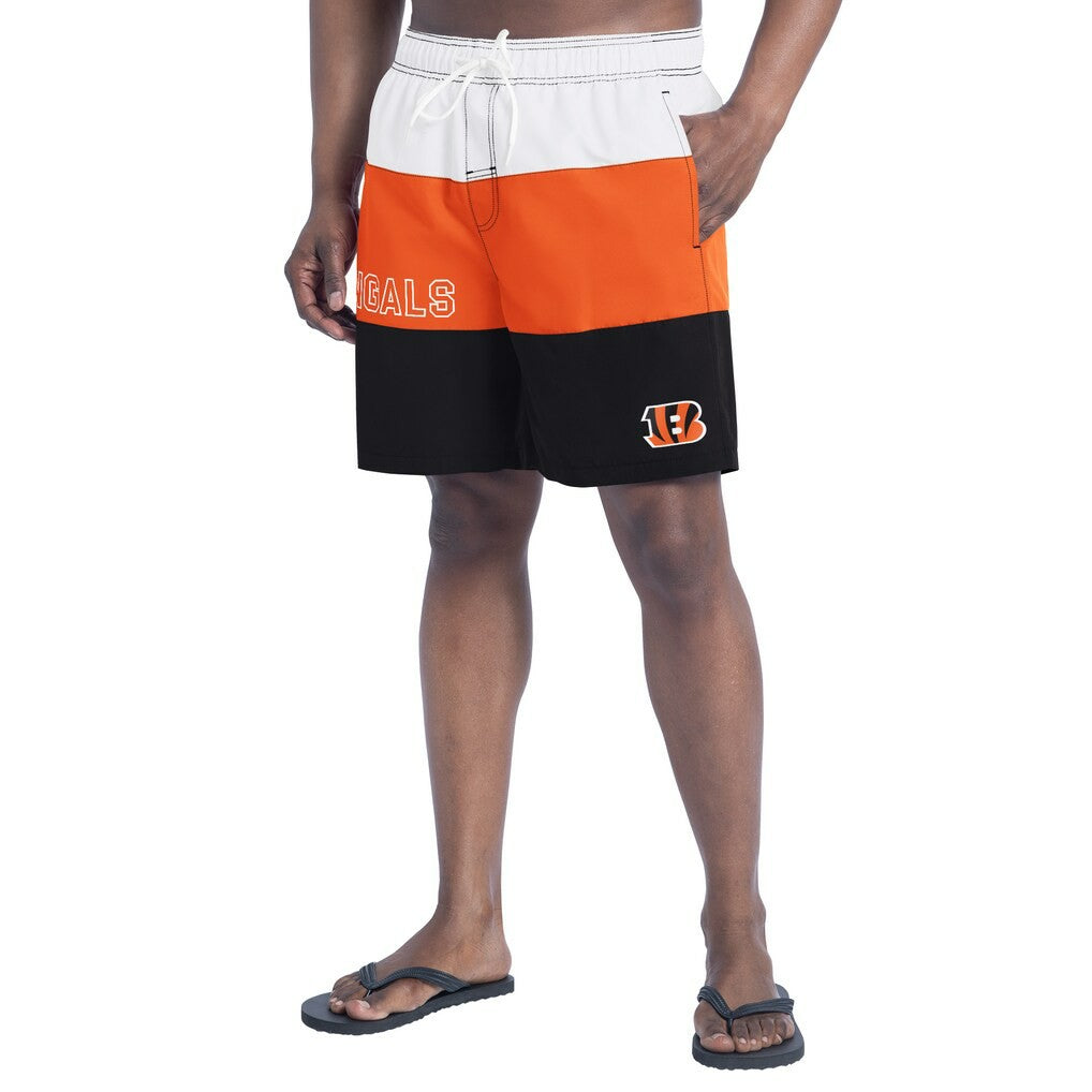 Cincinnati Bengals G-III Sports by Carl Banks Sunrise Volley Swim Shorts - Black/Orange - NFL