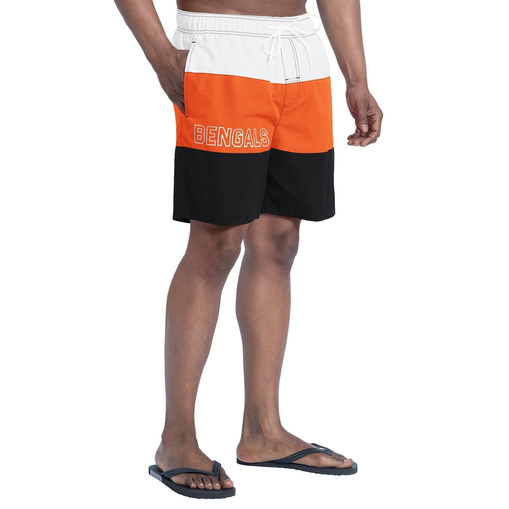 Cincinnati Bengals G-III Sports by Carl Banks Sunrise Volley Swim Shorts - Black/Orange - NFL