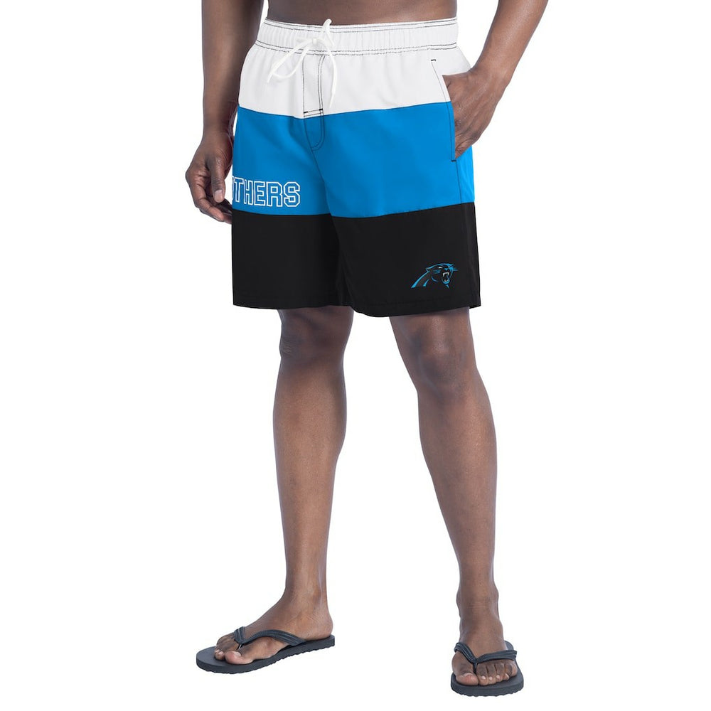 Carolina Panthers G-III Sports by Carl Banks Sunrise Volley Swim Shorts - Black/Blue - NFL