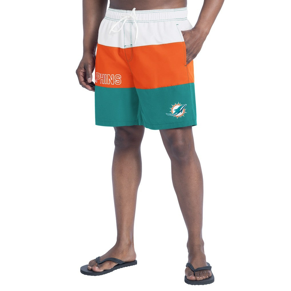 Miami Dolphins G-III Sports by Carl Banks Sunrise Volley Swim Shorts - Aqua/Orange - NFL