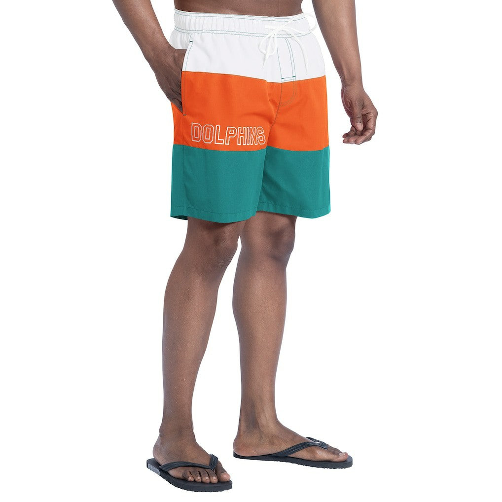 Miami Dolphins G-III Sports by Carl Banks Sunrise Volley Swim Shorts - Aqua/Orange - NFL