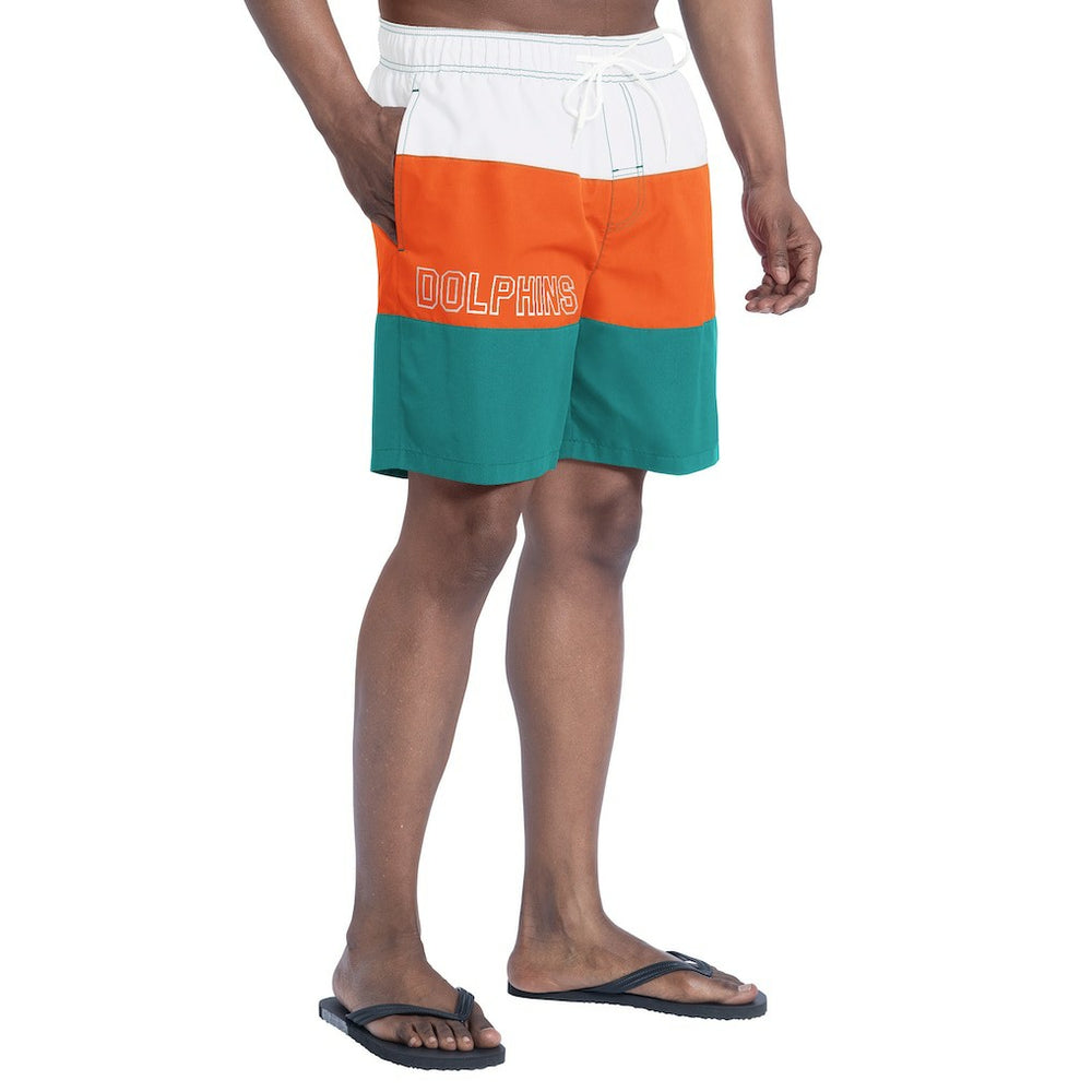 Miami Dolphins G-III Sports by Carl Banks Sunrise Volley Swim Shorts - Aqua/Orange - NFL