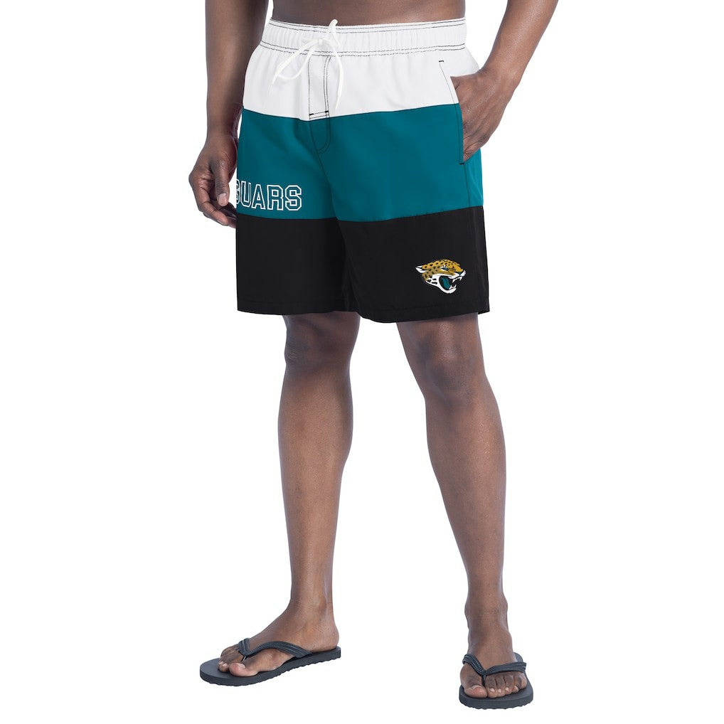 Jacksonville Jaguars G-III Sports by Carl Banks Sunrise Volley Swim Shorts - Black/Teal - NFL
