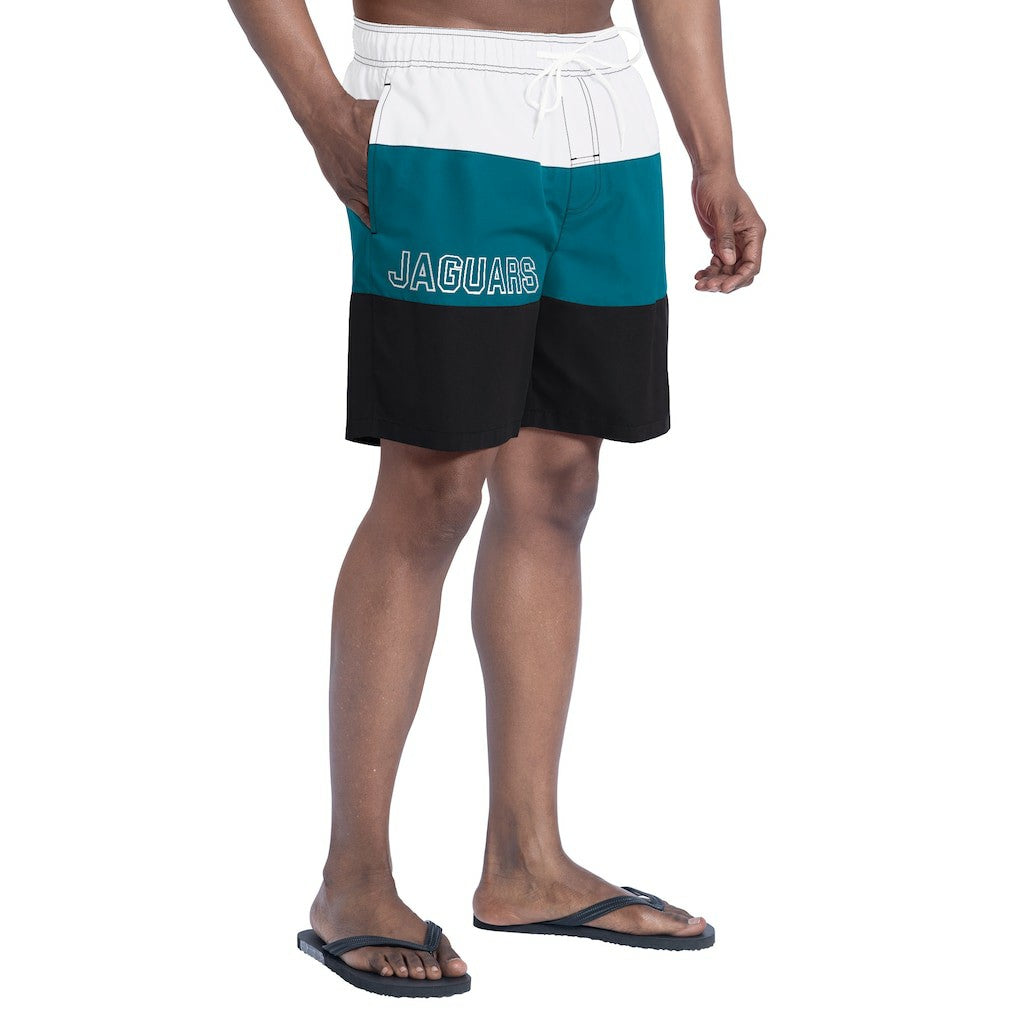 Jacksonville Jaguars G-III Sports by Carl Banks Sunrise Volley Swim Shorts - Black/Teal - NFL