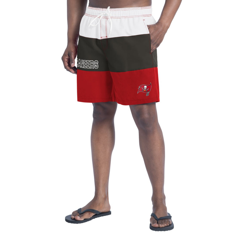 Tampa Bay Buccaneers G-III Sports by Carl Banks Sunrise Volley Swim Shorts - Red/Pewter - NFL