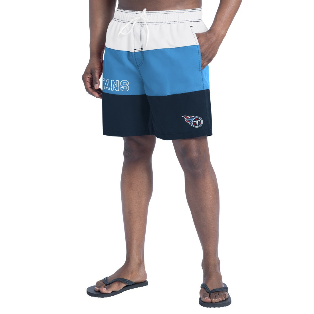 Tennessee Titans G-III Sports by Carl Banks Sunrise Volley Swim Shorts - Navy/Light Blue - NFL