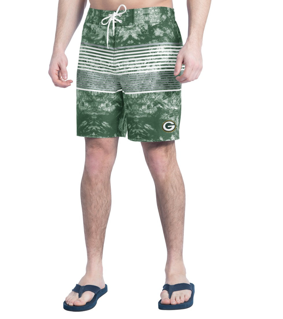 Green Bay Packers G-III Sports by Carl Banks Horizon Volley Swim Shorts - Green/Gray - NFL
