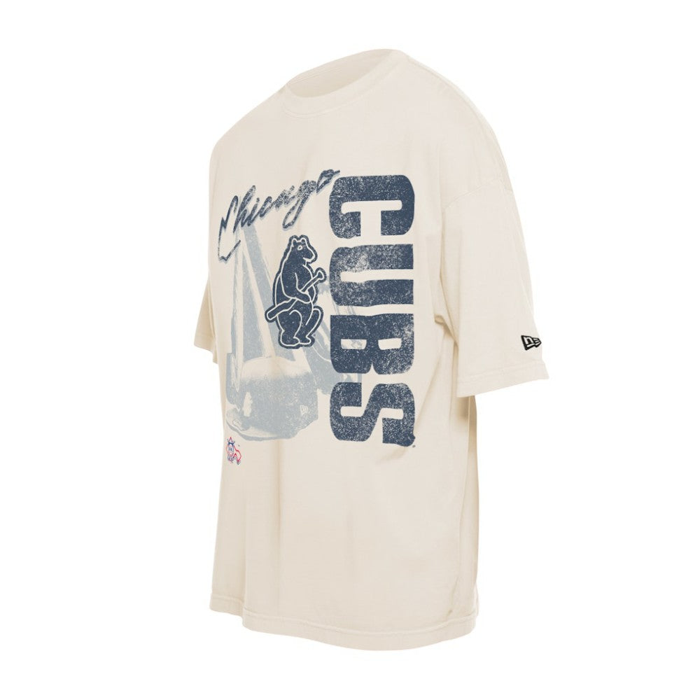 Chicago Cubs New Era Cooperstown Collection Oversized Throwback Distressed T-Shirt Outlet